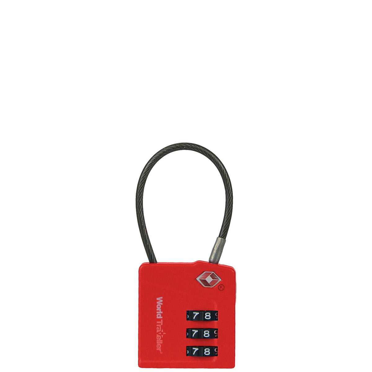 MAGNIFIED DIAL CABLE TSA LOCK WORLD TRAVELLER Red TSA Lock